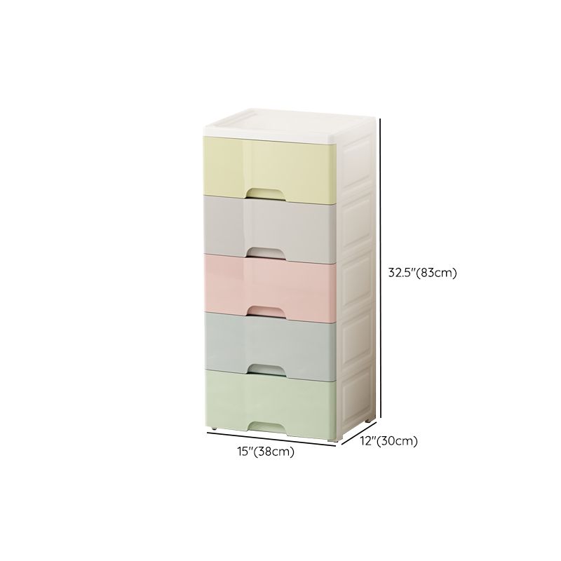 Scandinavian Vertical Kids Nightstand 5/6 Drawers Plastic Nursery Dresser for Bedroom