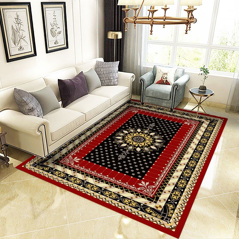 Brown Moroccan Rug Polyester Graphic Indoor Rug Non-Slip Backing Rug for Living Room