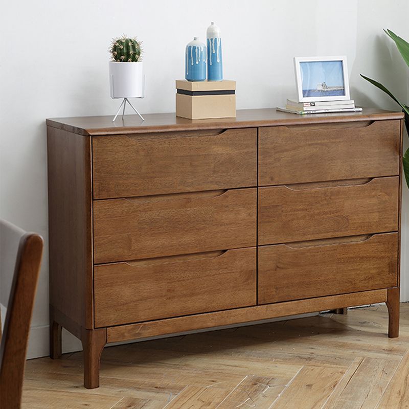 Rubber Wood Storage Chest Dresser Modern Storage Chest with Drawers for Bedroom