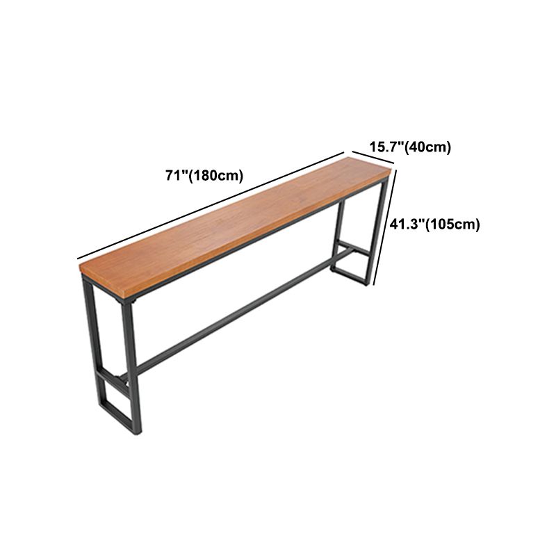 Brown Modern Style Bar Table Solid Wood and Metal Balcony Bar Table