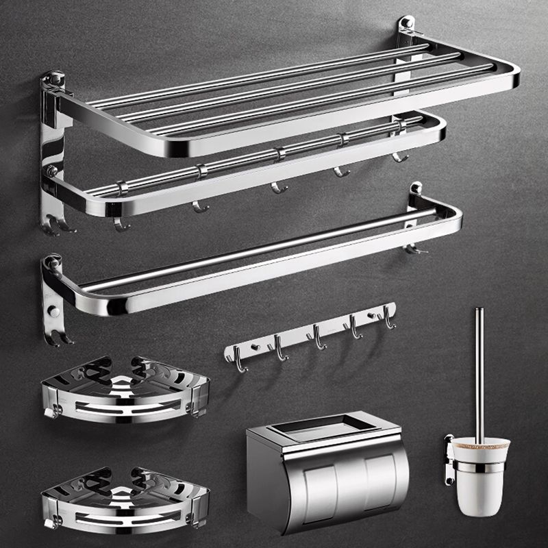 Modern 7 Piece Bathroom Accessory Set Polished Chrome Bathroom Hardware