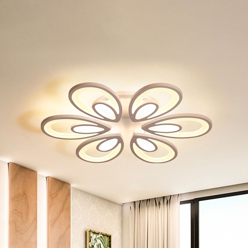 LED Petal Acrylic Flush Mount Light Contemporary 6/12/15 Lights White Ceiling Lighting Fixture in Warm/White/Natural Light