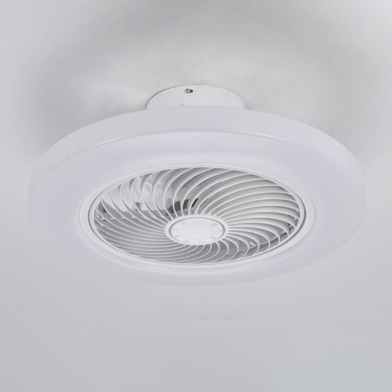 Ventiladores de techo LED blancos acrílicos en montura de lavado circular de hierro de estilo conciso moderno para dormitorio