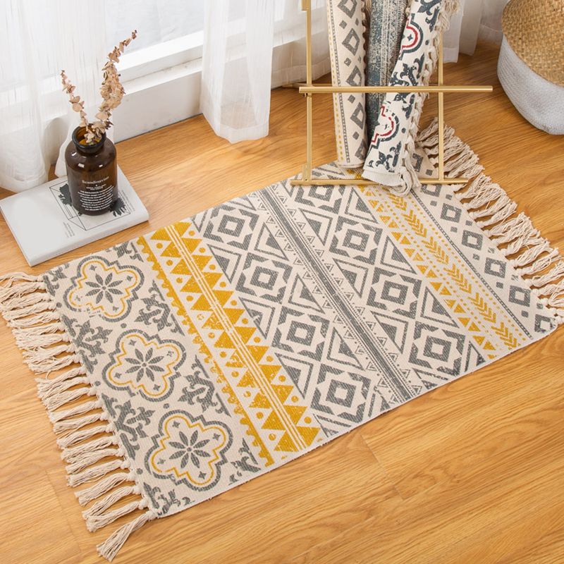 Tapis de chambre bohème Tapis à couleurs multi-couleurs Geo Print Area Tapis Jute Animal Friendly Care Care Totage résistant à la tache avec cornet