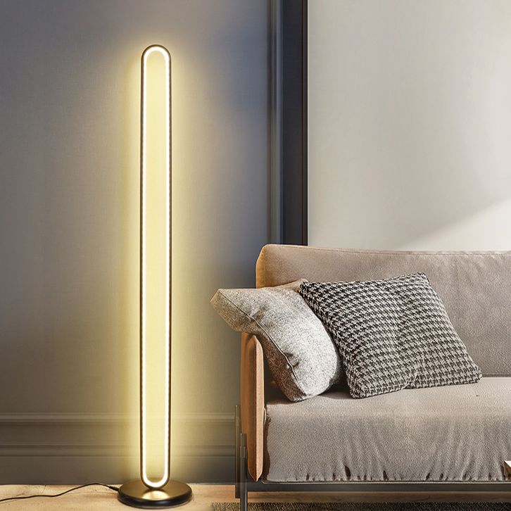 Minimalist Halo Floor Light Metal Living Room LED Standing Floor Lamp with Acrylic Shade