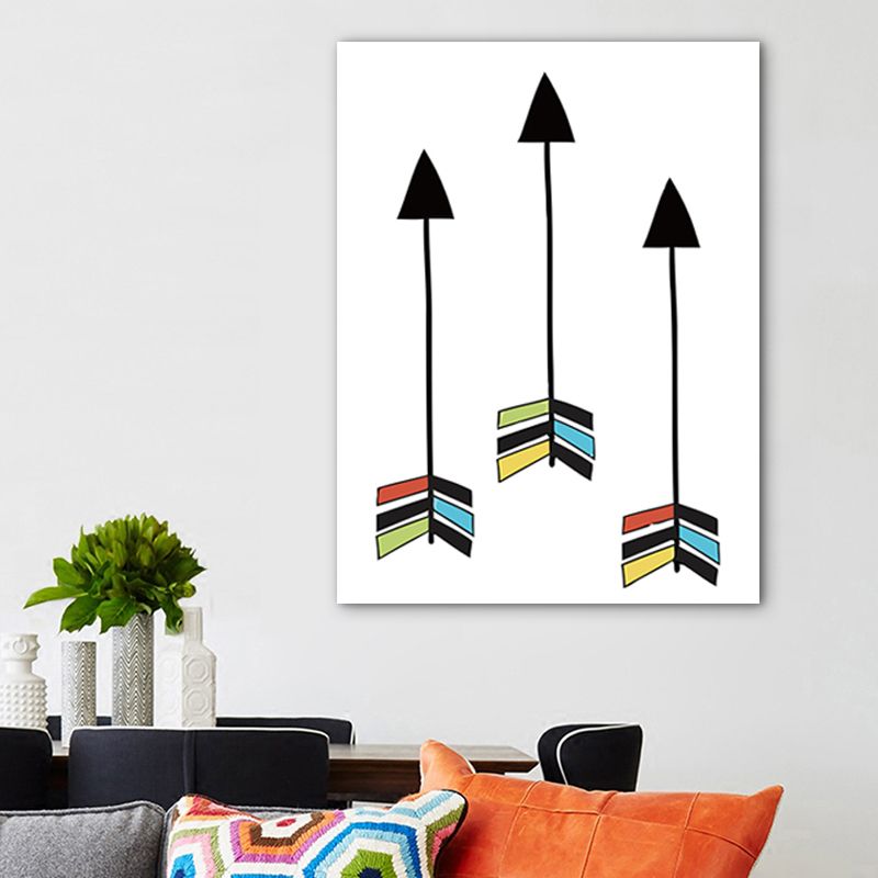 Upright Arrow Print Painting Nordic Stylish Textured Canvas Wall Art for Dining Room