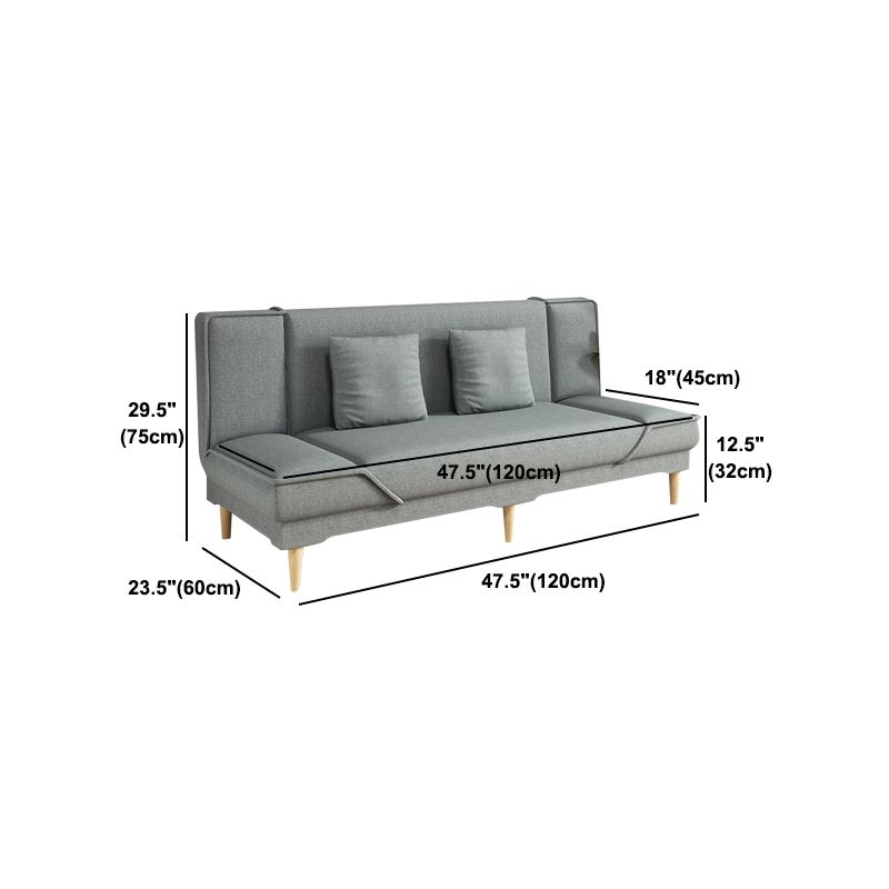 Contemporary Armless Convertible Sofa Linen Foldable Sofa for Apartment