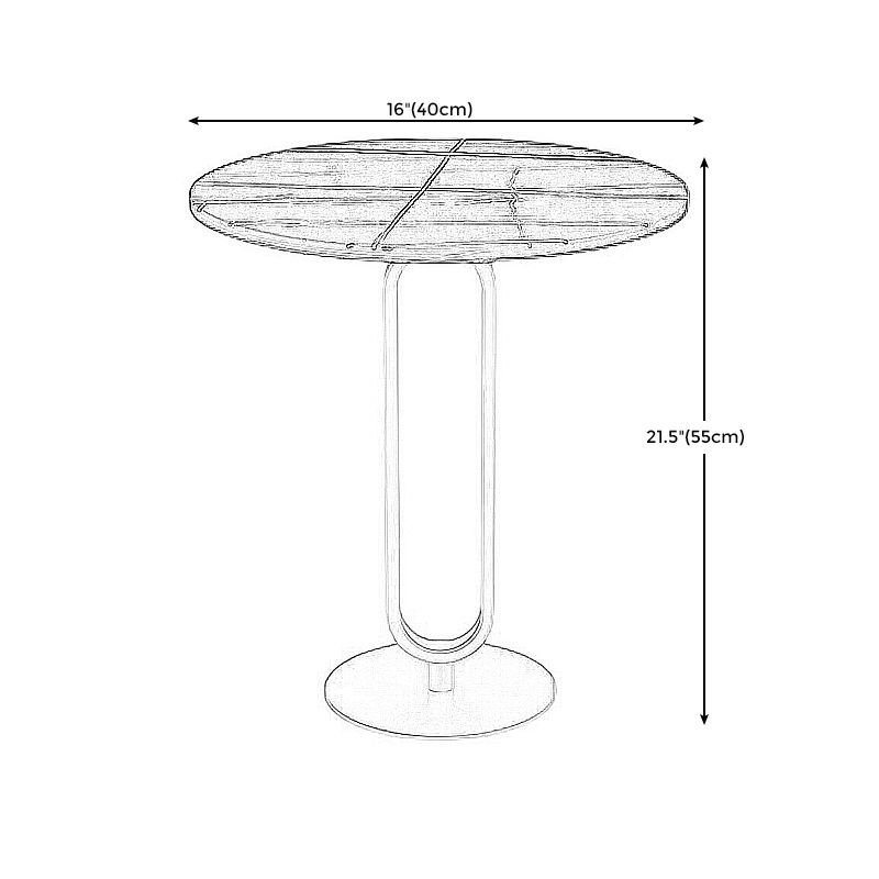 Modern Round Stone Top End Table 21.6"Tall Pedestal Side Table