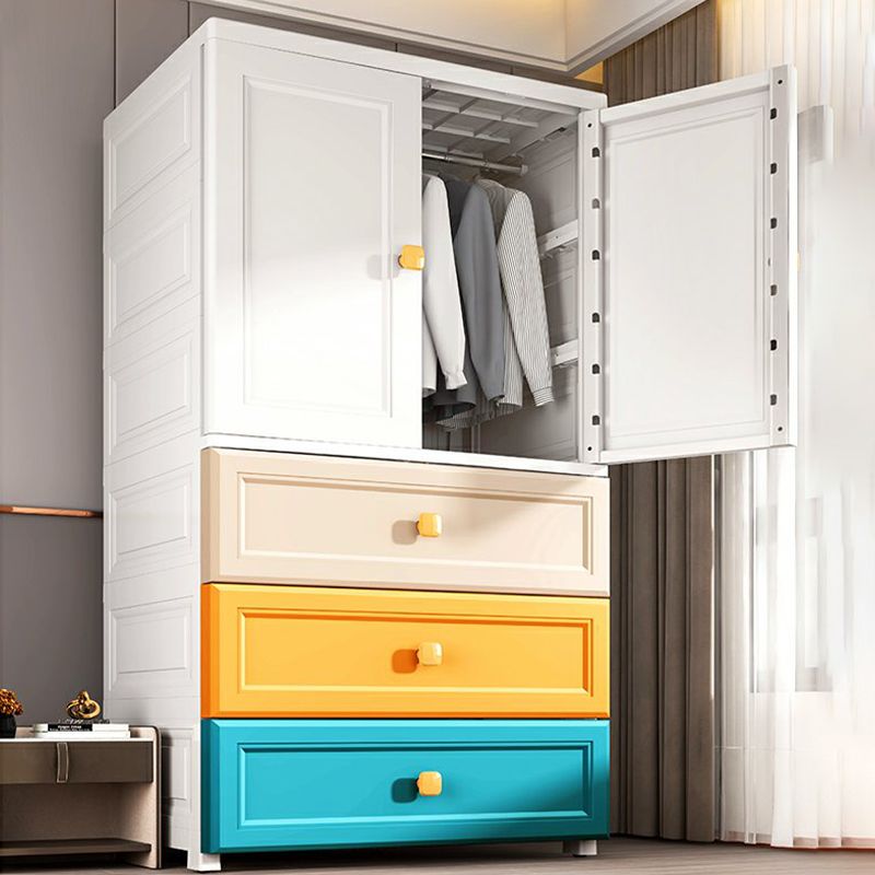 Modern Wardrobe Armoire Plastic Wardrobe Closet with Drawer and Door