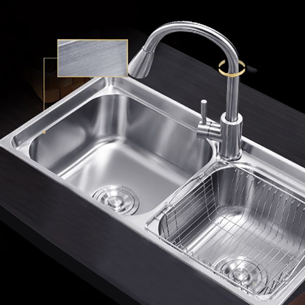 Kitchen Sink Stainless Steel Drop-In Noise-cancelling Design Kitchen Double Sink