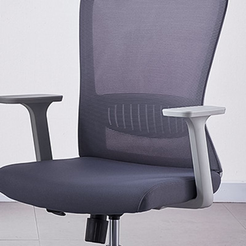 Modern Mesh Office Chair Black / Grey Fixed Armrest Desk Chair with Wheels