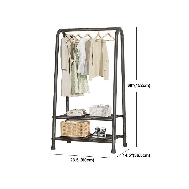 Modern Hall Stand Metal Hanging Rail Storage Shelving and 2 Hooks Hall Tree