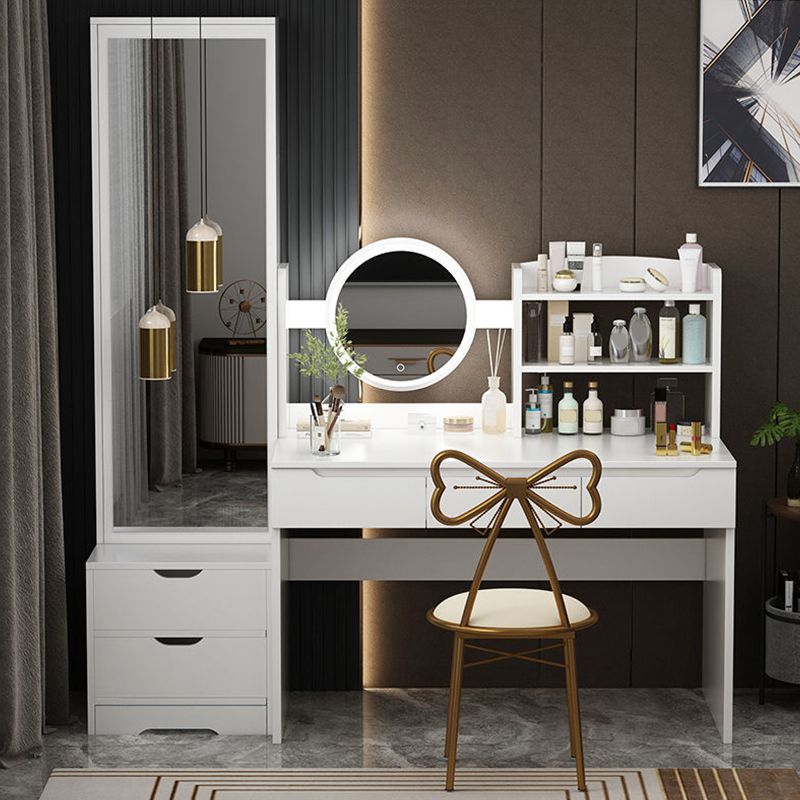 Wooden Modern with Drawer Bedroom Lighted Mirror Make-up Vanity