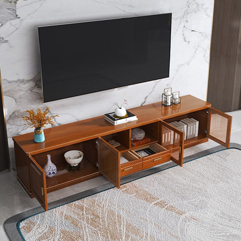 16" / 16.5" D TV Stand Solid Wood TV Console with Drawers and Doors for Living Room