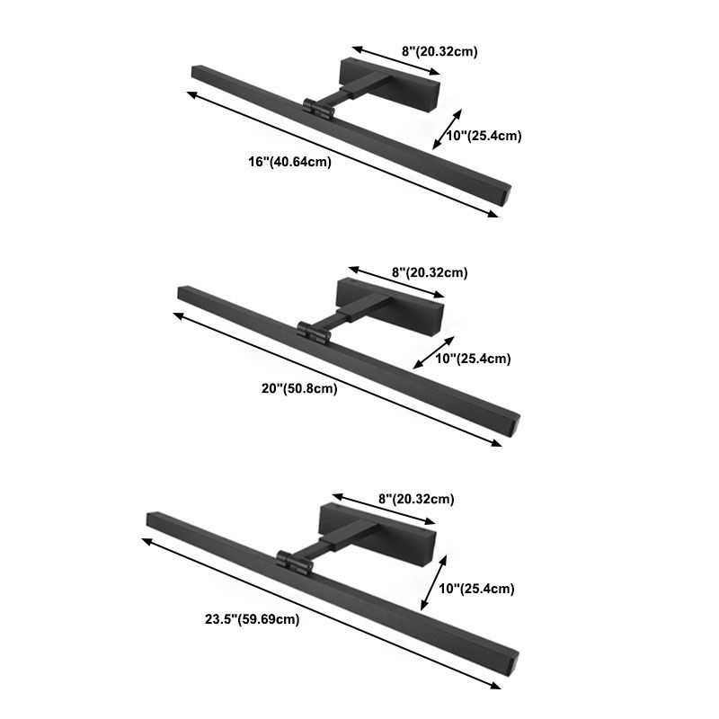 Metalen lineaire wandwandcontract Moderne stijl 1-licht zwaaitarm spiegel Wandlamp in het zwart