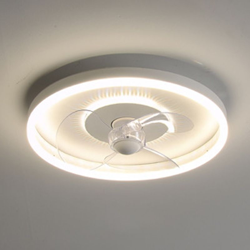 Modernism 2-Light White Ceiling Fan Lamp LED Metallic Ceiling Fan Light