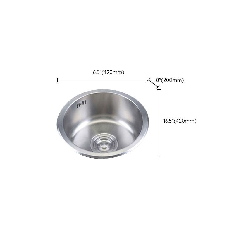 Round Stainless Steel Kitchen Sink with Drain Assembly Drop-In Sink