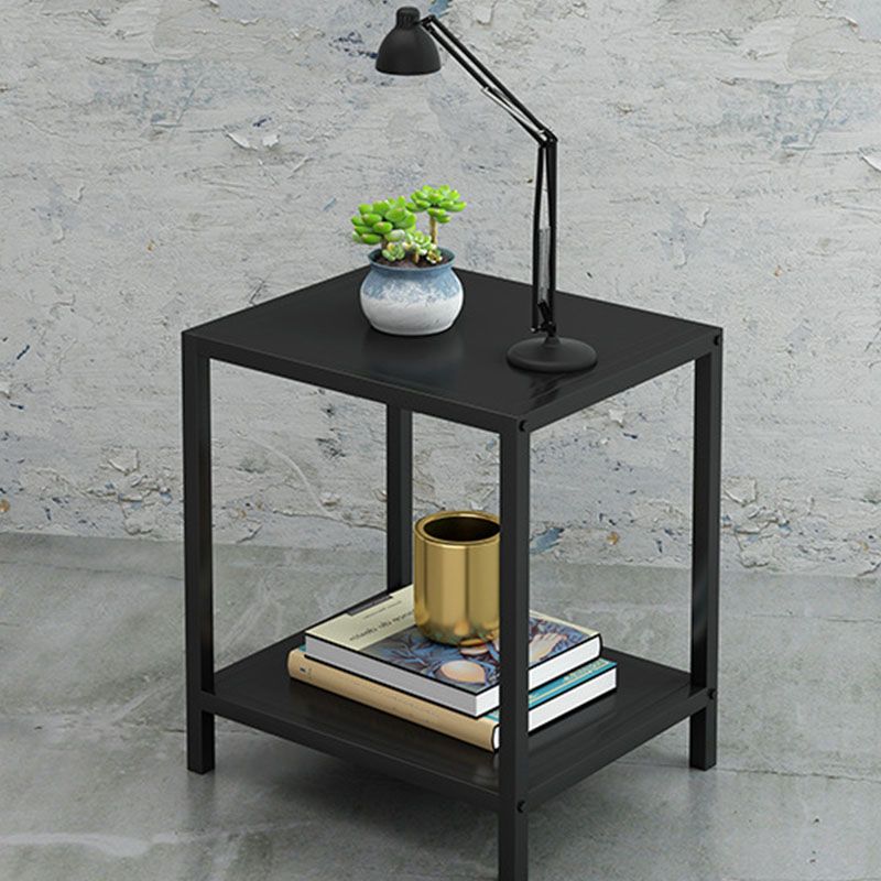 Open Storage Accent Table Nightstand Modern Metal Nightstand