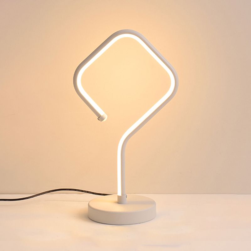 Minimalist LED Table Light White Square Small Desk Lamp with Acrylic Shade in Warm/White Light