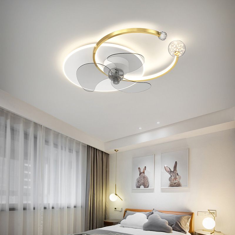 Éclairage de ventilateur de plafond de style moderne Métal 3 lumières LAVE PLADIER LAVE AVEC CRISTAL POUR CHAMBRE