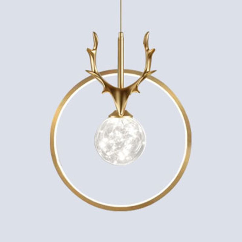 Light Luxury Style Ceiling Lamp Circle Antlers Shape Pendant Light for Living Room