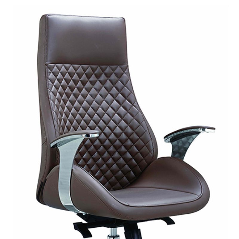 Fixed Arms Swivel Office Chair Faux Leather and Chrome Frame Managers Chair