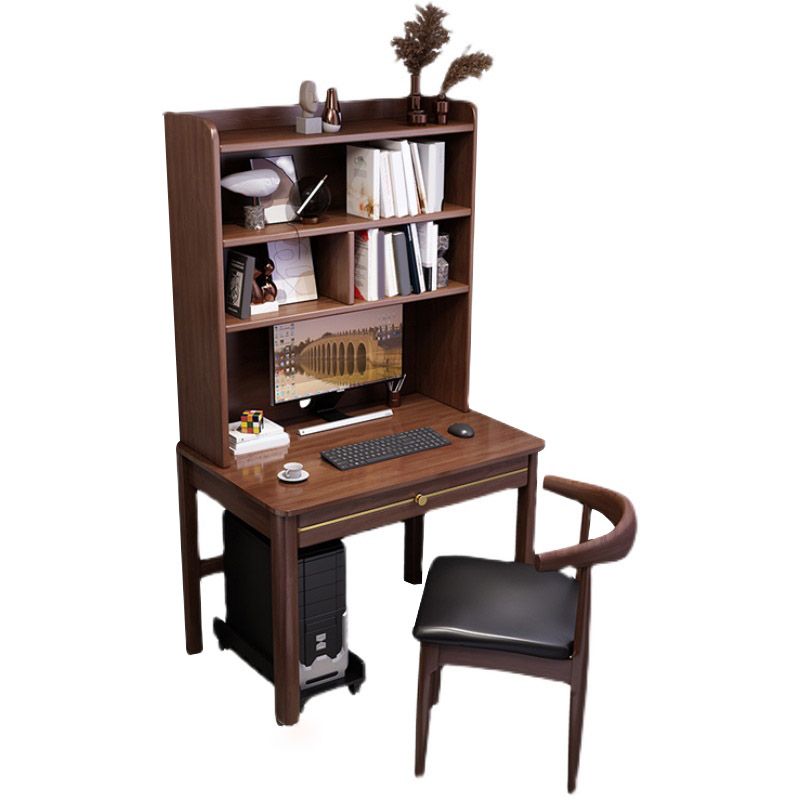 72.83" Tall Kids Desk with Storage Shelves Wood Computer Desk and Chair Set