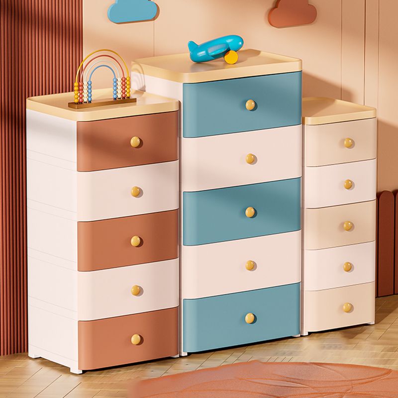 Vertical Plastic Nursery Dresser Northern European Kids Nightstand for Room