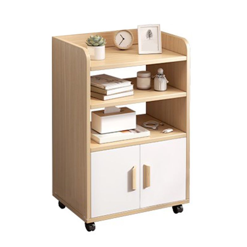 Modern Imitation Wood Cabinet 31 Inch H Open Storage Nightstand with Doors