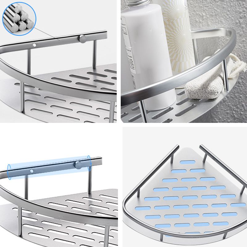 3-Piece Modern Bathroom Accessory Set Aluminum Bath Shelf in Silver