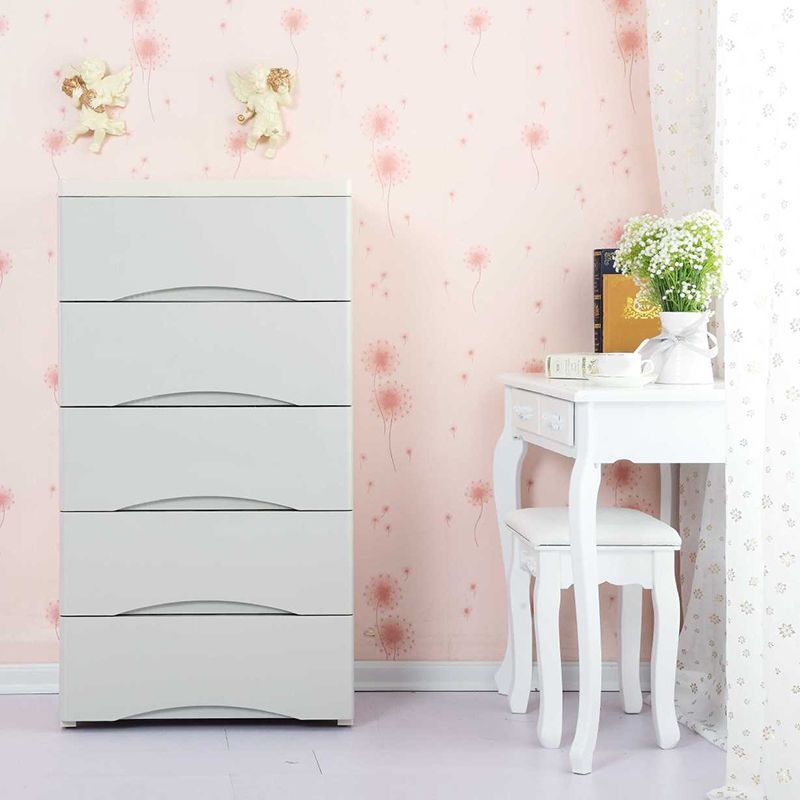 Vertical Kids Nightstand Scandinavian 5/6 Drawers Plastic Nursery Dresser for Home