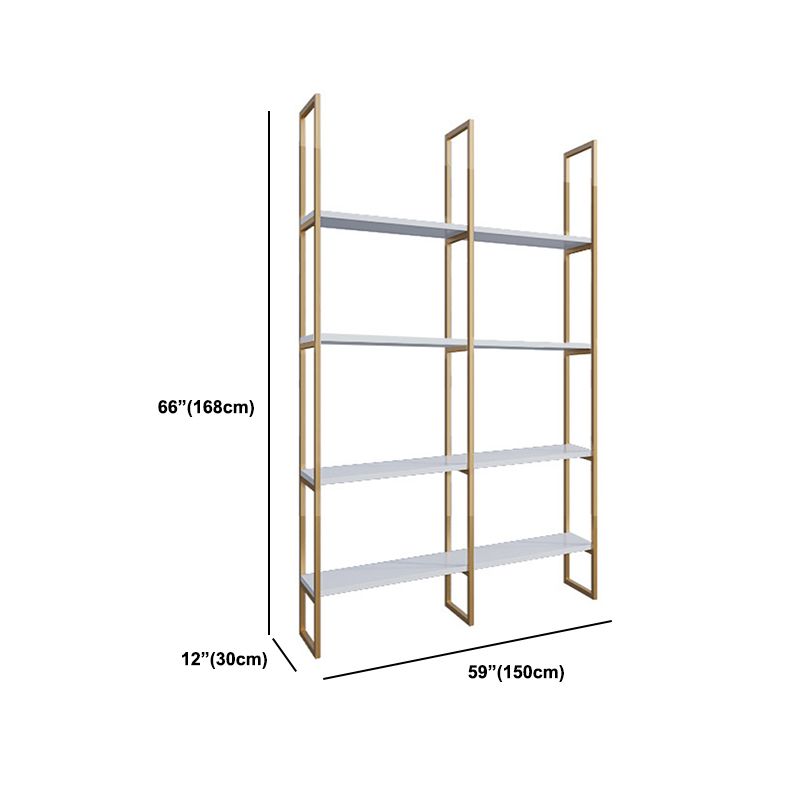 Engineered Wood and Metal Shelf Glam with Rectangular Shelves Book Shelf 12" Wide