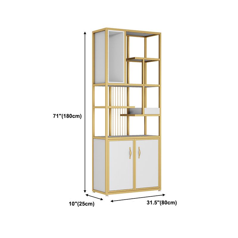 Contemporary Metal Bookshelf Open Shelf Bookcase with Cabinets