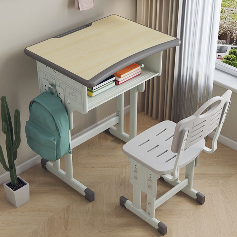 Wooden and Metal Writing Desk School Home Children Adjustable Study Desk