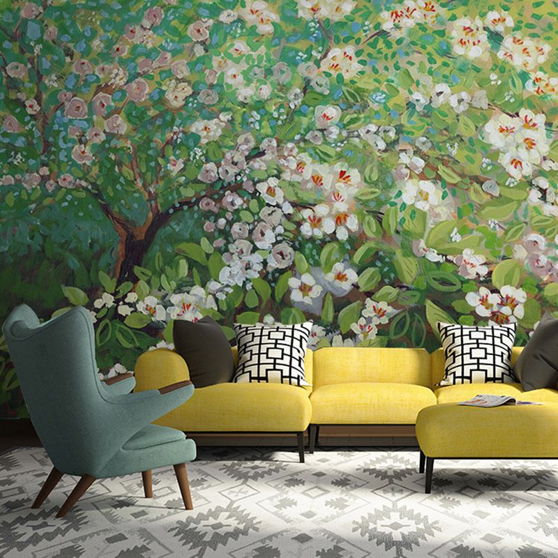Non-Woven Big Wall Decor Green Tree Mural Wallpaper, Personalized Size Available