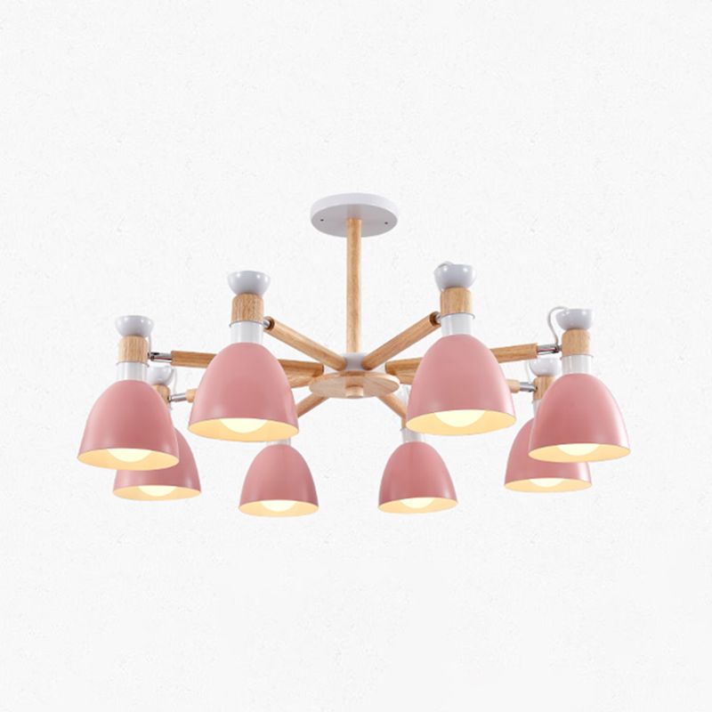 Multi Light Cone Sanging Chandelier Modern Macaron Style Metal Metal Hanging Lamping pour chambre à coucher