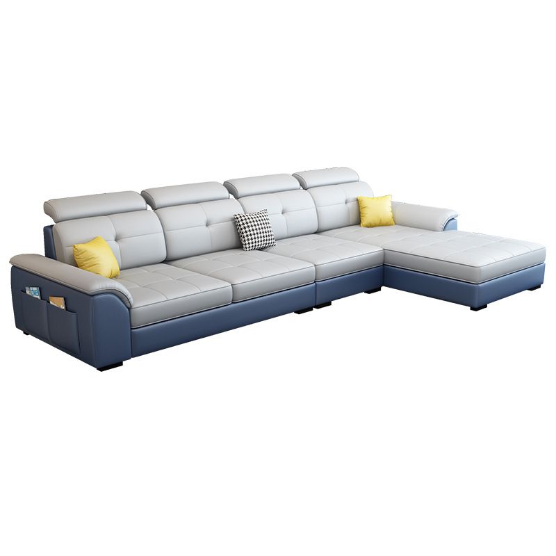 L-shape Faux Leather/Linen Sectionals with Reversible Chaise and Storage