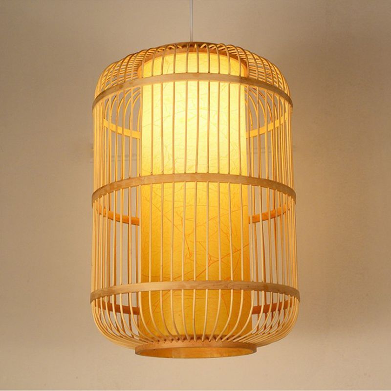 1 Light Bamboo Pendant Light Modern Simple Style Hanging Lamp Fixture for Living Room