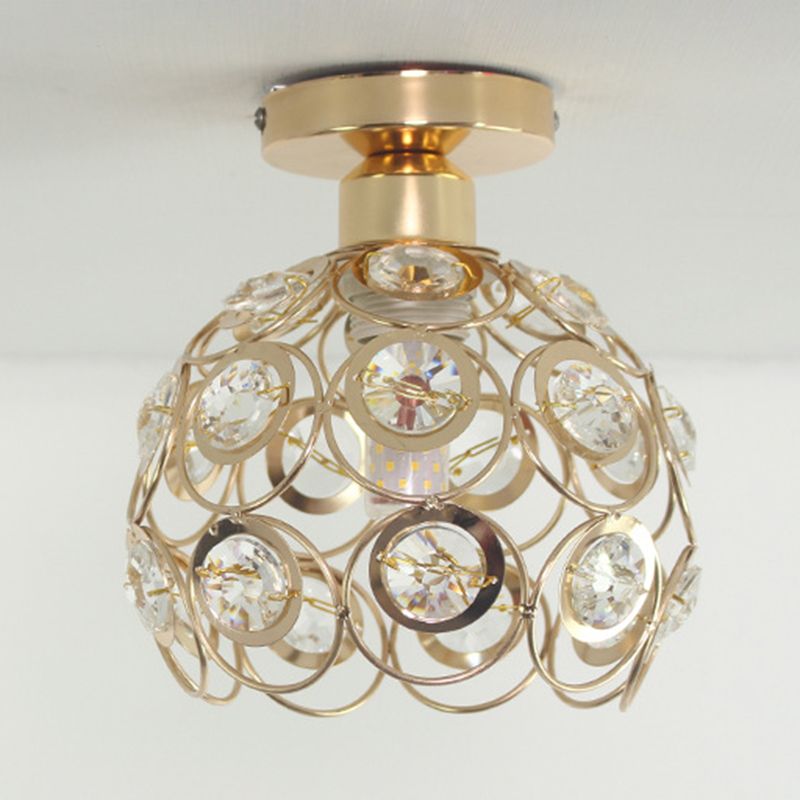 1-Light Modernist Flush Mount Crystal Ceiling Light for Aisle