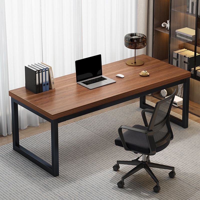 Contemporary Wooden Office Desk Antique Finish Rectangular Computer Desk with Metal Legs