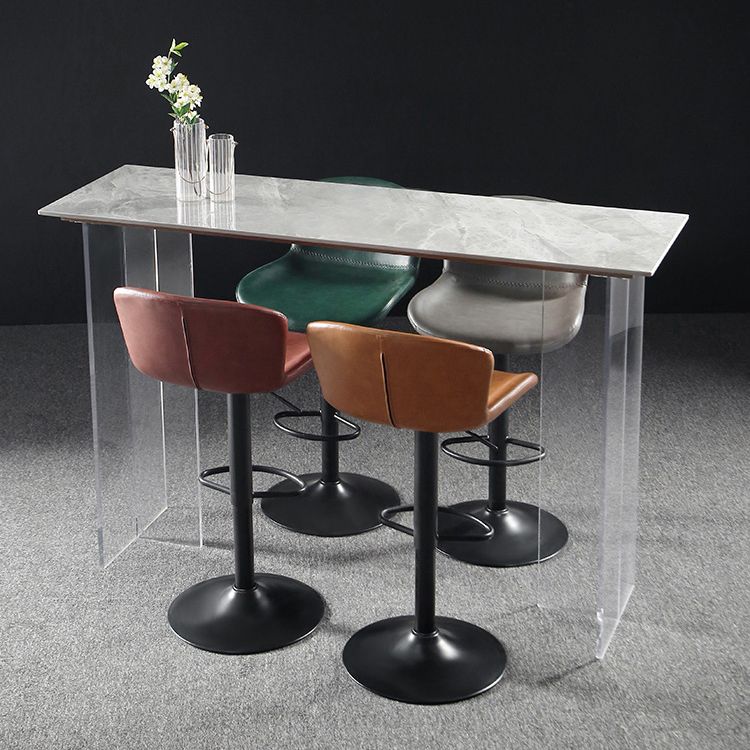 Modern Acrylic Bar Dining Table with Stone Top Rectangle Indoor Bistro Table