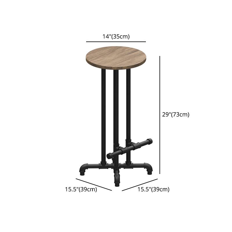 Wood Iron Bar Stool Industrial Style Backless 28.74" H Counter Stool with  Round Seat