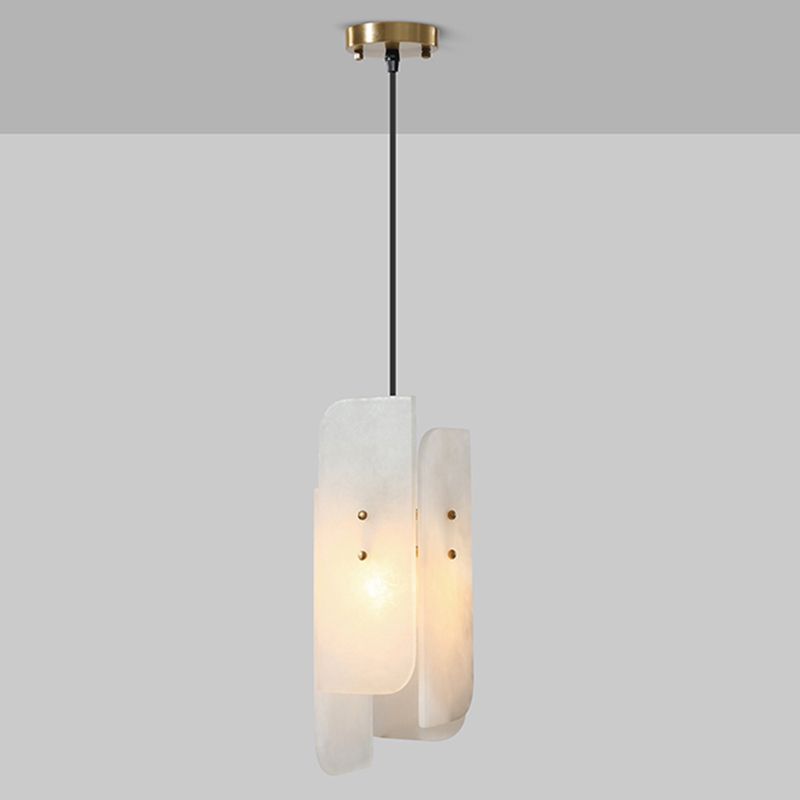 Rectangular Pendant Lamp Fixture Simplicity Single-Bulb White Suspension Lighting