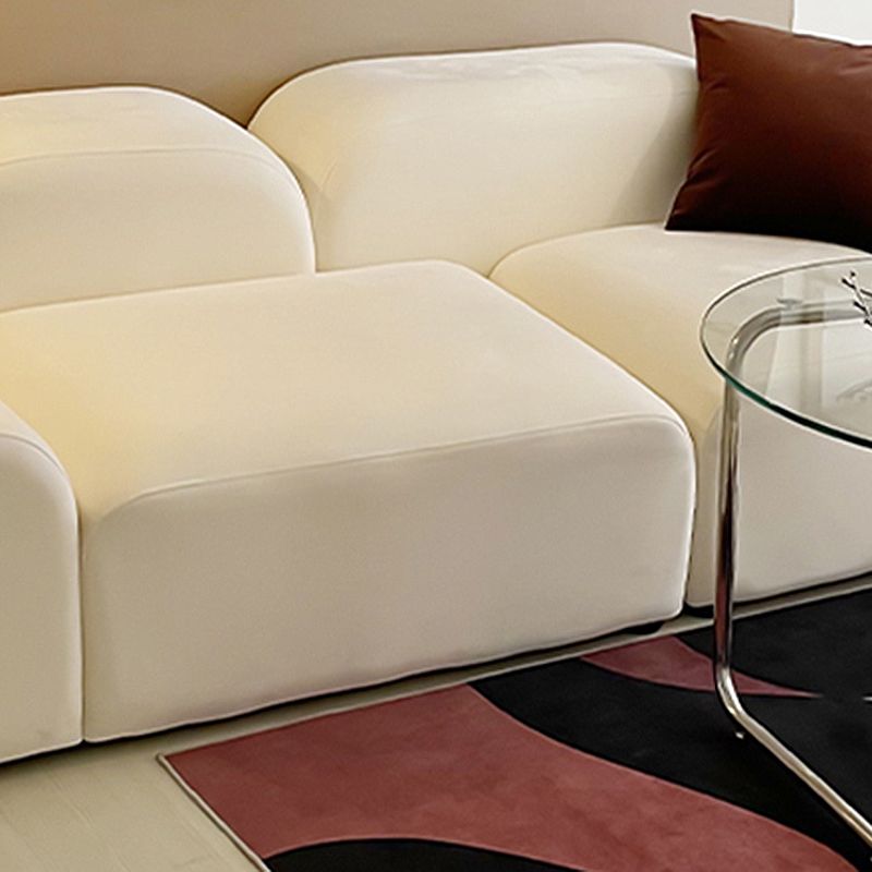 Contemporary Faux Leather/Velvet Sofa White Round Arm Loveseat