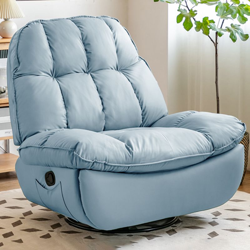 Contemporary Recliner Chair Swivel Rocker Solid Color Tufted Back Indoor