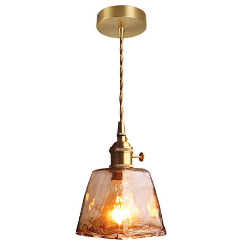 Vintage 1 Light Pendant  Lamp Amber Alabaster Glass Pendant Lighting  for Living Room