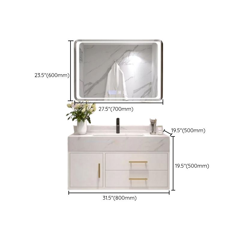 Bathroom Vanity Set Single-Sink Wall-Mounted Mirror Included Drawers Bathroom Vanity