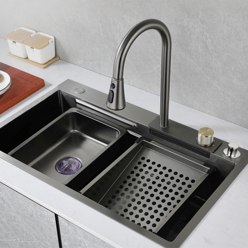 Contemporary Kitchen Sink Stainless Steel Friction Resistant Kitchen Sink with Faucet