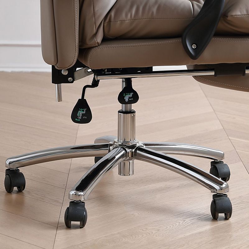 Modern Leather Desk Chair Adjustable Seat Height Padded Arms Office Chair with Wheels