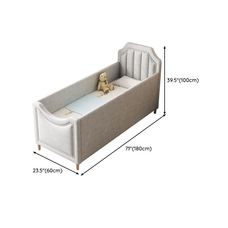 Nursery Bed with Guardrail in Light Grey Solid Wood Nursery Bed